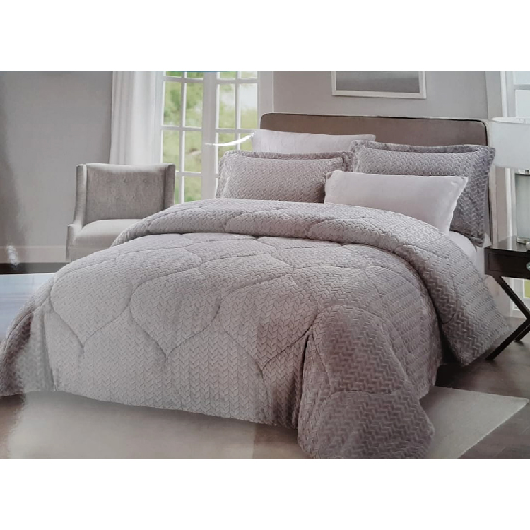 Jacquard Flannel Comforter 6 Pcs Set, King Size, Color Grey, PJ-CMF-CN-K-6-FL-JQ GREY